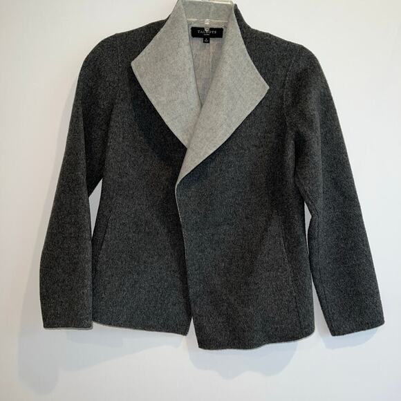Talbots Petites Wool Cardigan Sweater Jacket Two Tone Gray Pockets Size S - Picture 2 of 11